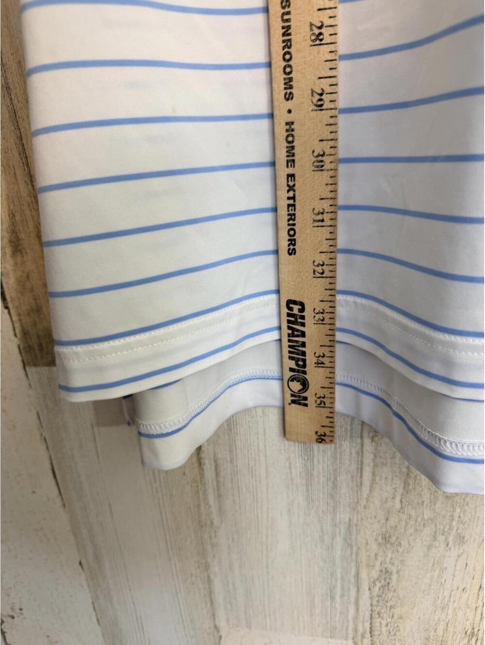 Peter Millar Polo Shirt Men's XL White Blue Stripe Performance Transmiss Logo - Picture 9 of 14